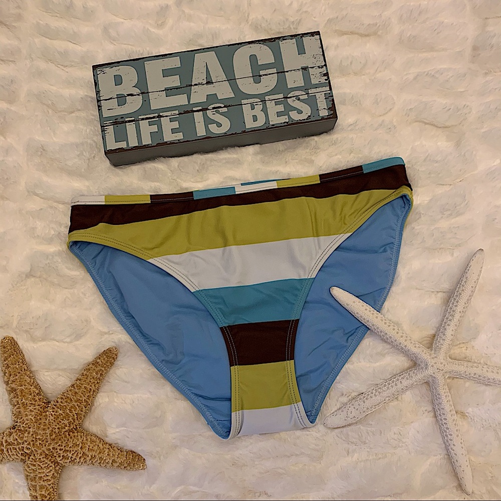 NWOT Athleta Reversible Stripe/Solid Swim Bottom
